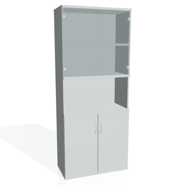 Stabiles Regal, abschließbar, 80 x 192 x 40 cm, grau/grau