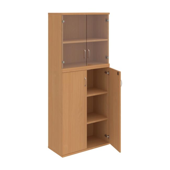 Stabiles Regal, abschließbar, 80 x 192 x 40 cm, Buche/Buche