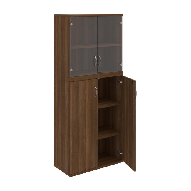 Stabiles Regal, abschließbar, 80 x 192 x 40 cm, Nussbaum/Nussbaum