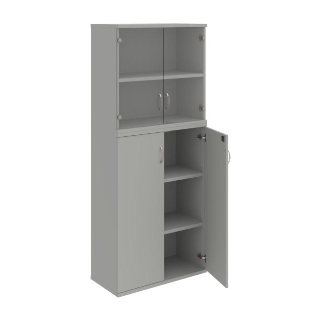 Stabiles Regal, abschließbar, 80 x 192 x 40 cm, grau/grau