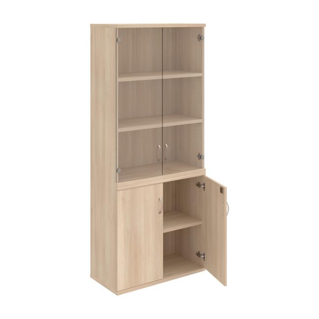 Stabiles Regal, abschließbar, 80 x 192 x 40 cm, Akazie/Akazie