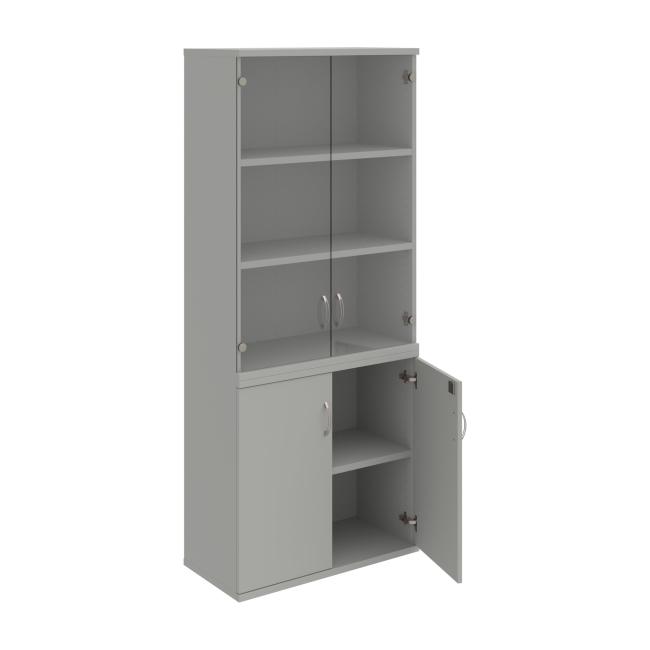 Stabiles Regal, abschließbar, 80 x 192 x 40 cm, grau/grau
