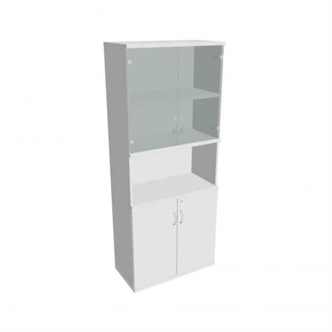 [ON812499] Stabiles Regal, abschließbar, 80 x 192 x 40 cm, weiß/weiß