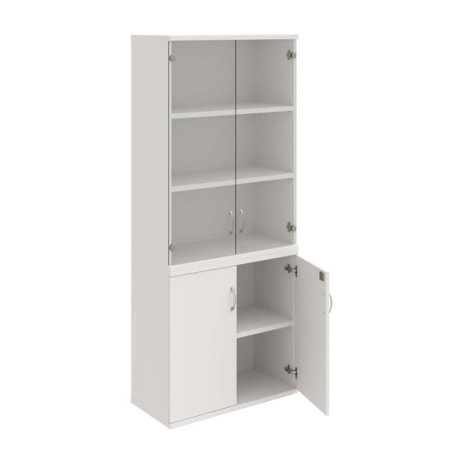 Stabiles Regal, abschließbar, 80 x 192 x 40 cm, weiß/weiß