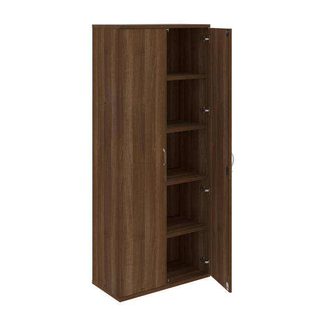 Stabiles Regal, abschließbar, 80 x 192 x 40 cm, Nussbaum/Nussbaum
