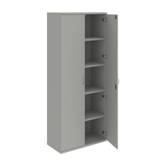 Stabiles Regal, abschließbar, 80 x 192 x 40 cm, grau/grau