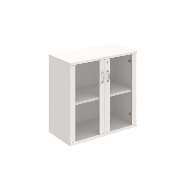 Stabiler Regalschrank, abschließbar, 80 x 76,8 x 40 cm, weiß/weiß