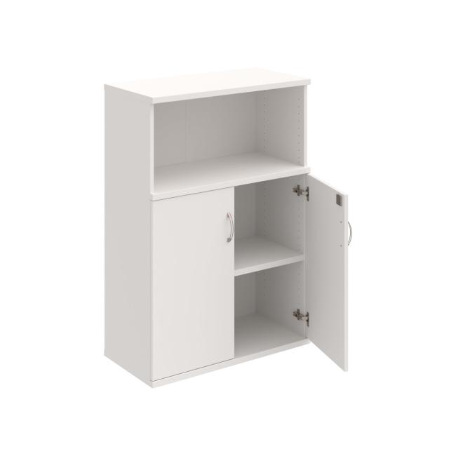 Stabiler Regalschrank, abschließbar, 80 x 115,2 x 40 cm, weiß/weiß