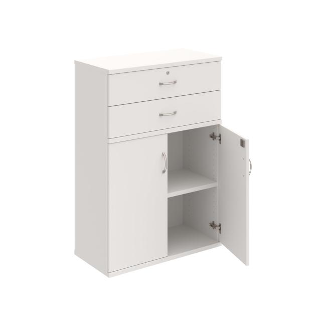 Stabiler Regalschrank, abschließbar, 80 x 115,2 x 40 cm, weiß/weiß