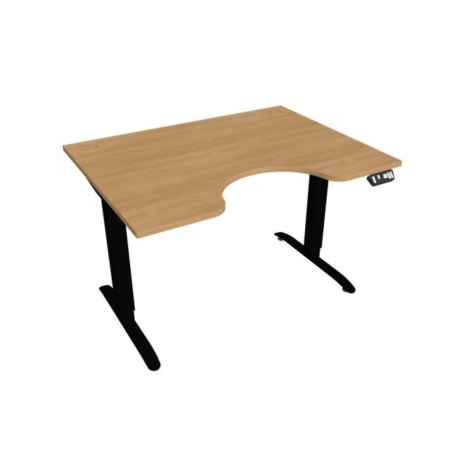 Motion Ergo Schreibtisch, PO, 2S, 120x70,5-120,5x90 cm, Eiche/Schwarz