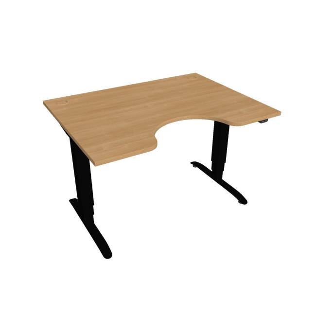 Motion Ergo Schreibtisch, ZO, 3S, 120x61-128x90 cm, Eiche/Schwarz
