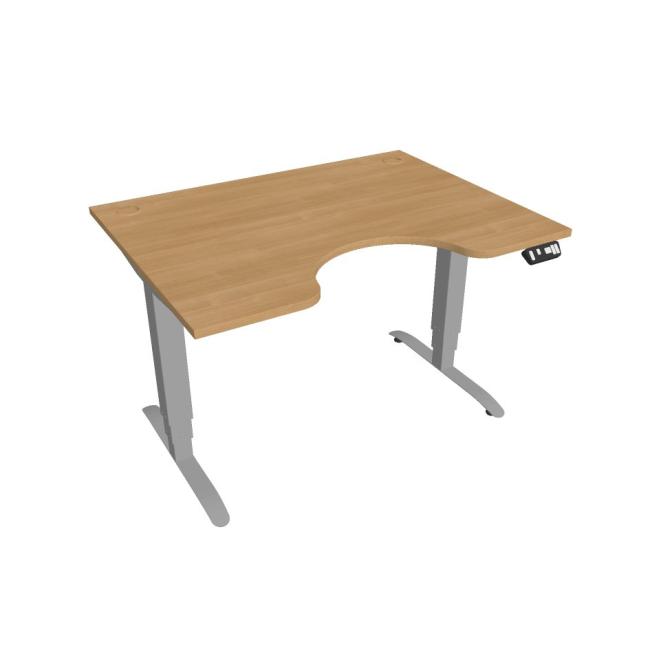 Motion Ergo Schreibtisch, PO, 3S, 120x61-128x90 cm, Eiche/Grau