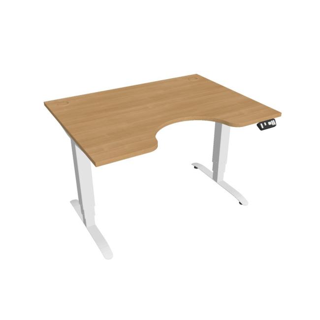 [ON912343] Motion Ergo Schreibtisch, PO, 3S, 120x61-128x90 cm, Eiche/Weiß