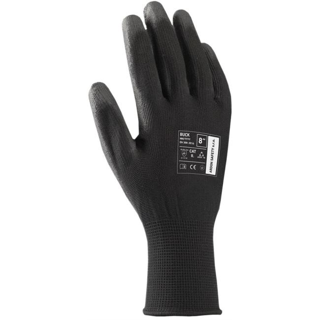 Polyesterhandschuhe, halbgetaucht, schwarz, Größe 11/XXL