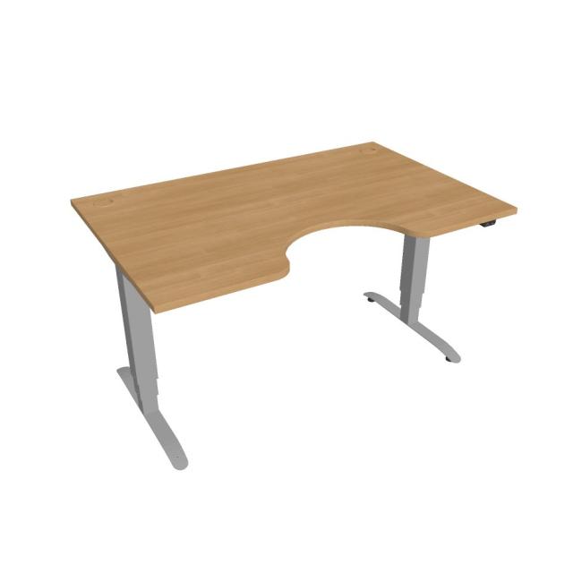 Motion Ergo Schreibtisch, ZO, 3S, 140x61-128x90 cm, Eiche/Grau