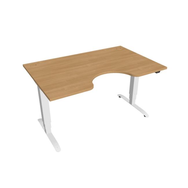 Motion Ergo Schreibtisch, ZO, 3S, 140x61-128x90 cm, Eiche/Weiß