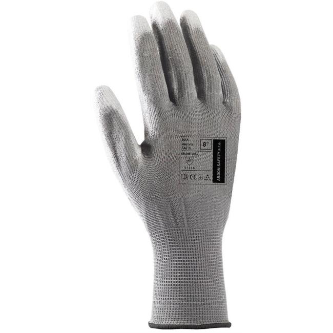 Polyesterhandschuhe, halbgetauchtes BUCK-Leder, grau, Größe 9/L