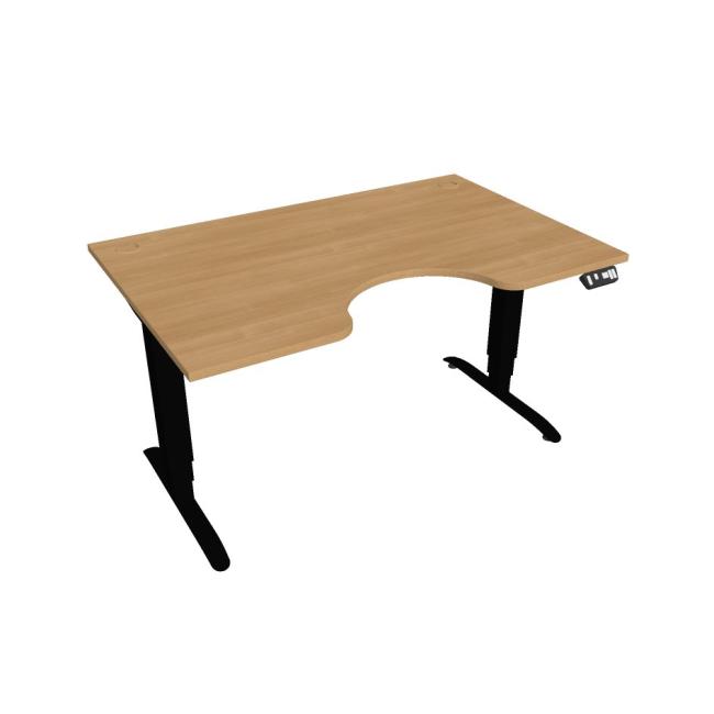 Motion Ergo Schreibtisch, PO, 3S, 140x61-128x90 cm, Eiche/Schwarz