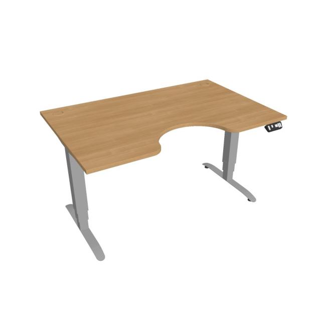 [ON914342] Motion Ergo Schreibtisch, PO, 3S, 140x61-128x90 cm, Eiche/Grau