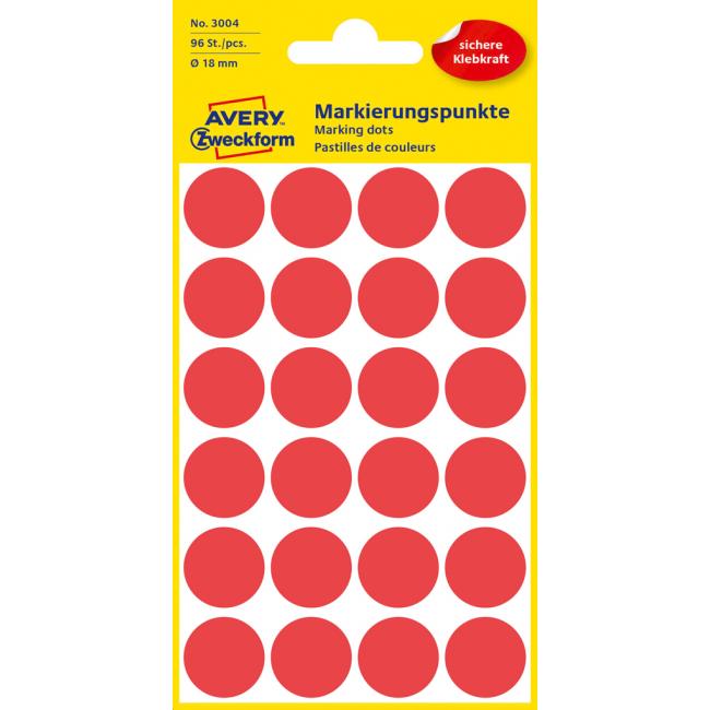 Runde Etiketten 18 mm, Avery rot