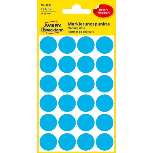 Runde Etiketten 18 mm Avery blau