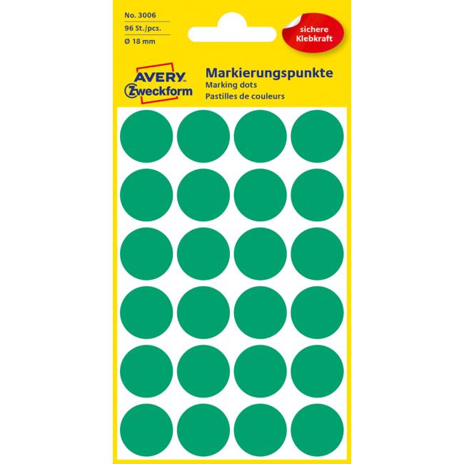[AV003006] Runde Etiketten 18 mm, Avery-Grün