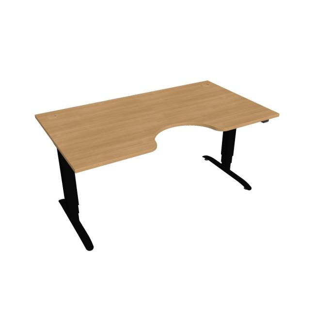 Motion Ergo Schreibtisch, ZO, 3S, 160x61-128x90 cm, Eiche/Schwarz