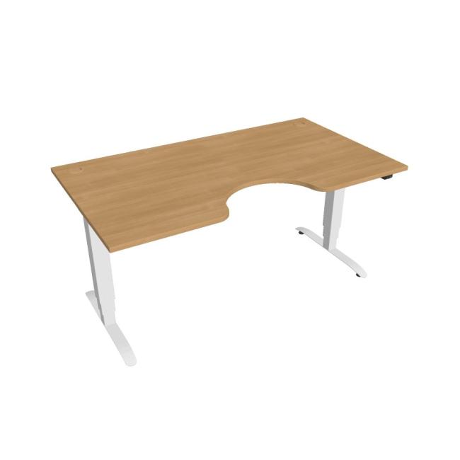 Motion Ergo Schreibtisch, ZO, 3S, 160x61-128x90 cm, Eiche/Weiß