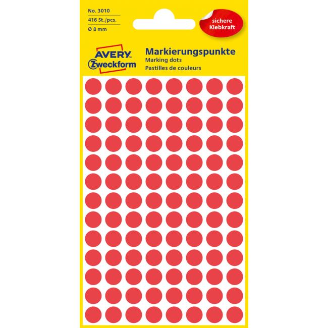 [AV003010] Runde Etiketten 8 mm Avery rot