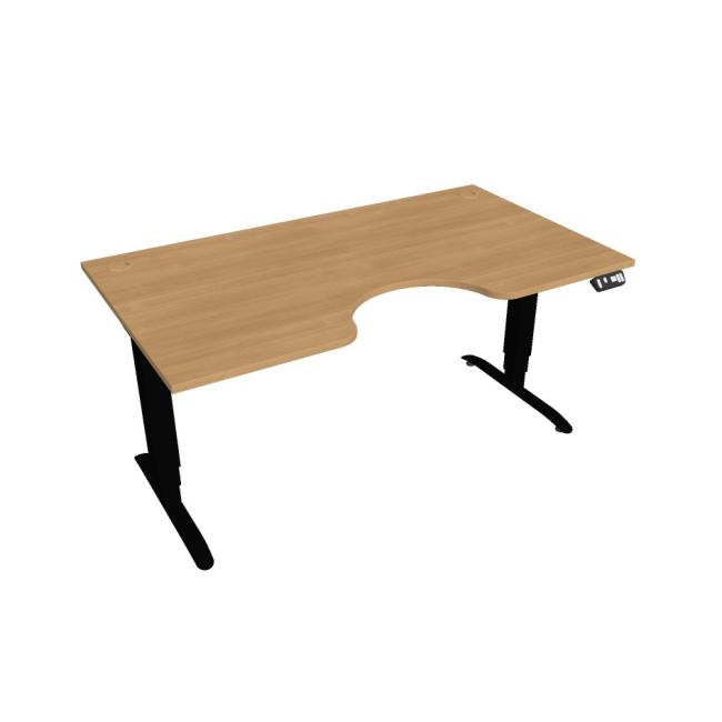 Motion Ergo Schreibtisch, PO, 3S, 160x61-128x90 cm, Eiche/Schwarz
