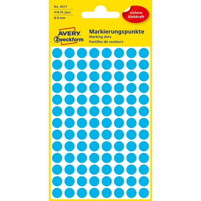 [AV003011] Runde Etiketten 8 mm Avery blau