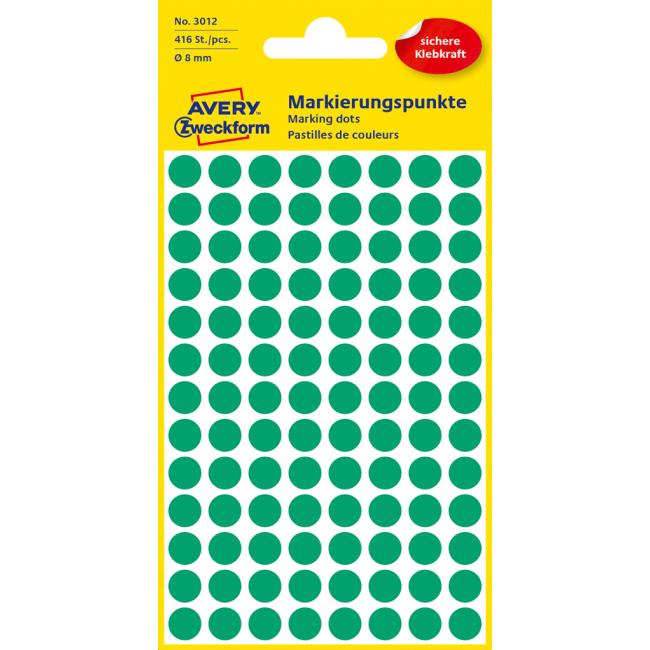 [AV003012] Runde Etiketten 8 mm Avery grün