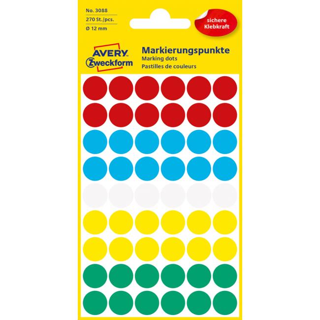 [AV003088] Runde Etiketten 12 mm, Avery-Farbmischung