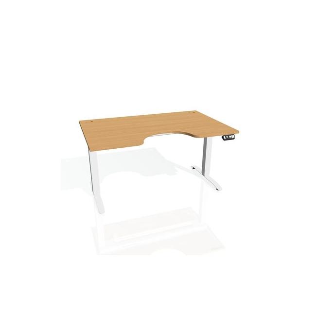 [ON918123] Motion Ergo Schreibtisch, PO, 2S, 180x70,5-120,5x90 cm, Buche/Weiß