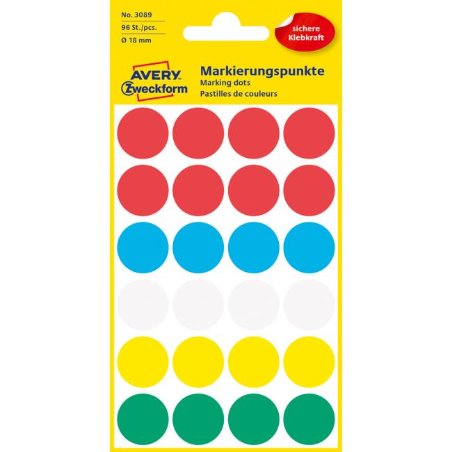[AV003089] Runde Etiketten 18 mm, Avery-Farbmischung