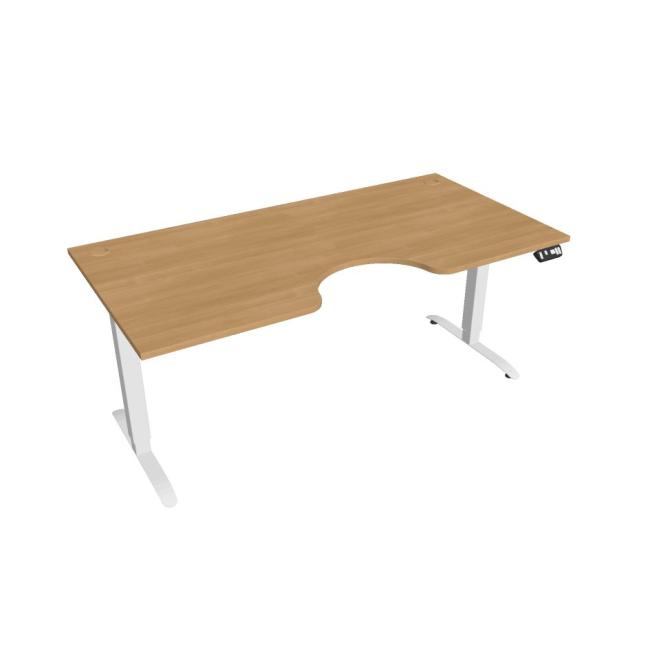 Motion Ergo Schreibtisch, PO, 2S, 180x70,5-120,5x90 cm, Eiche/Weiß