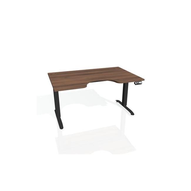 [ON918171] Motion Ergo Schreibtisch, PO, 2S, 180x70,5-120,5x90 cm, Walnuss/Schwarz