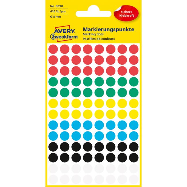 [AV003090] Runde Etiketten 8 mm, Avery-Farbmischung