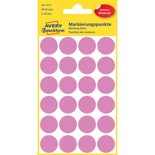 [AV003117] Runde Etiketten 18 mm, Avery-Rosa