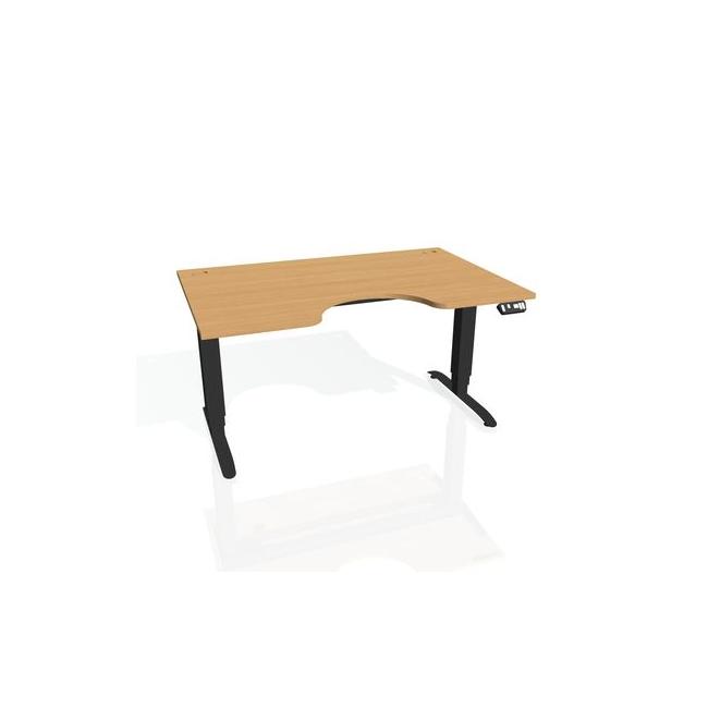 [ON918321] Motion Ergo Schreibtisch, PO, 3S, 180x61-128x90 cm, Buche/Schwarz