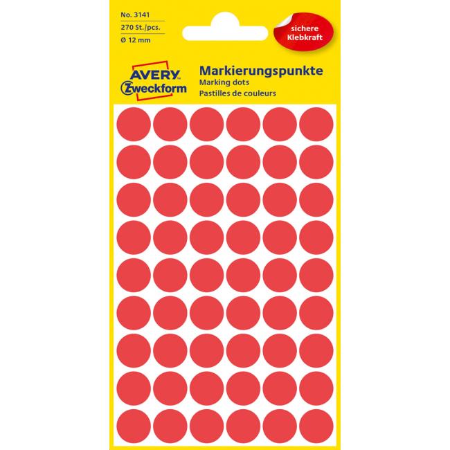[AV003141] Runde Etiketten 12 mm Avery rot