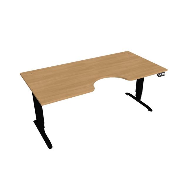 [ON918341] Motion Ergo Schreibtisch, PO, 3S, 180x61-128x90 cm, Eiche/Schwarz
