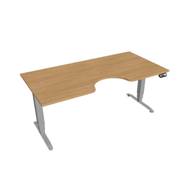 Motion Ergo Schreibtisch, PO, 3S, 180x61-128x90 cm, Eiche/Grau