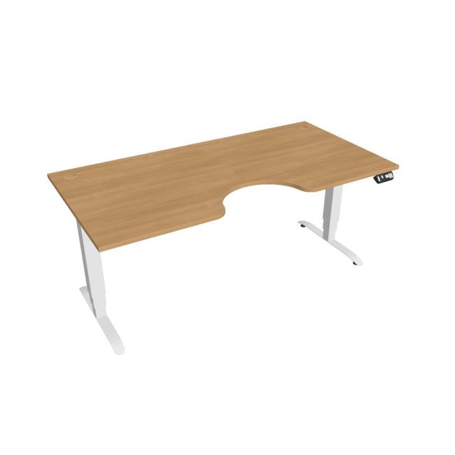 [ON918343] Motion Ergo Schreibtisch, PO, 3S, 180x61-128x90 cm, Eiche/Weiß
