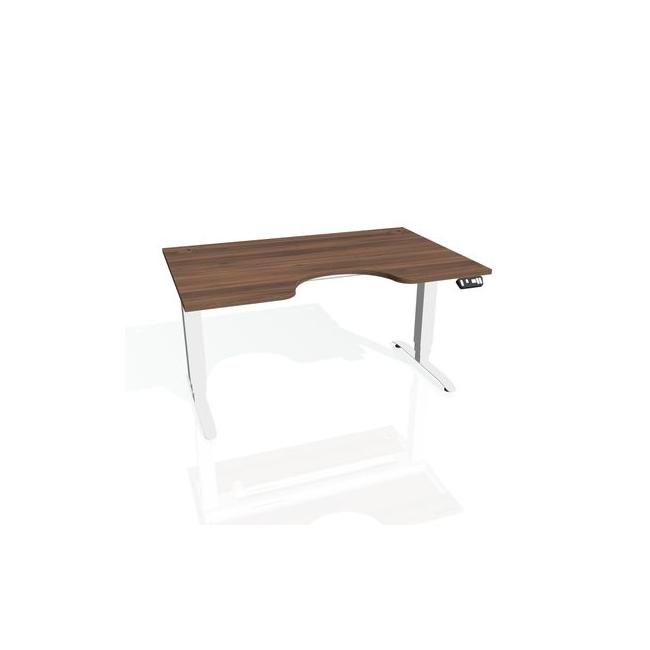 [ON918373] Motion Ergo Schreibtisch, PO, 3S, 180x61-128x90 cm, Walnuss/Weiß