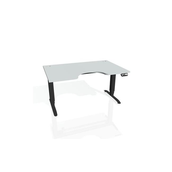 Motion Ergo Schreibtisch, PO, 3S, 180x61-128x90 cm, grau/schwarz