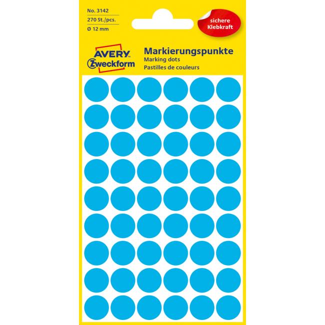 [AV003142] Runde Etiketten 12 mm Avery blau