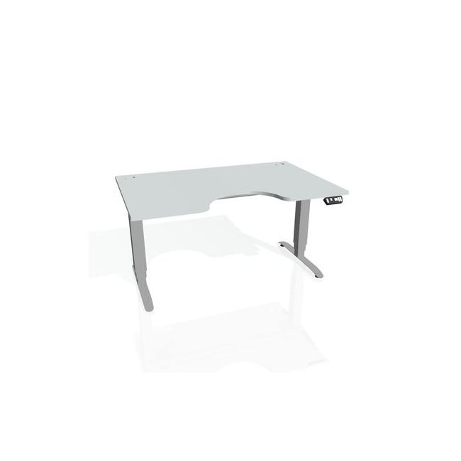 Motion Ergo Schreibtisch, PO, 3S, 180x61-128x90 cm, grau/grau
