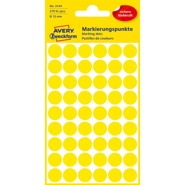 [AV003144] Runde Etiketten 12 mm, Avery-Gelb