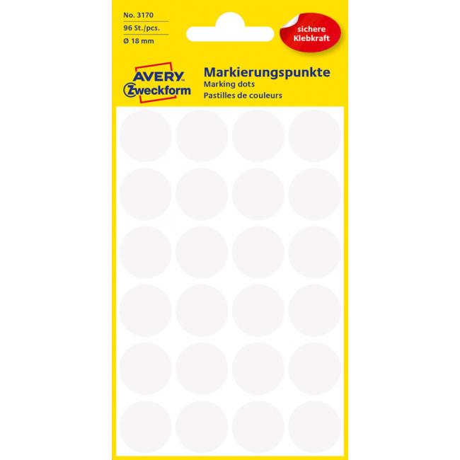 [AV003170] Runde Etiketten 18 mm, weiß, Avery
